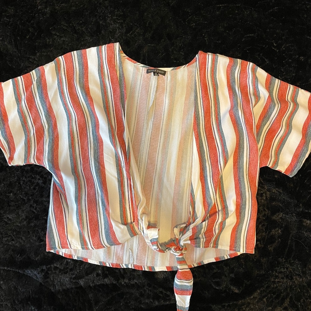 Cropped Front Tie Shirt